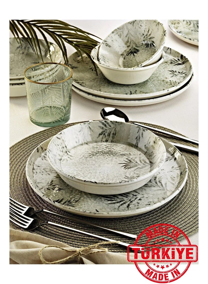 Whisper of Leaves 18-Piece 6-Person Porcelain Dinner Set – Made in Turkey